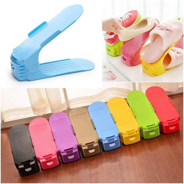 BBD Kitchen Shop Shoe Slots Organizer 8Pcs Adjustable Shoe Space Saver Double Layer Stack Plastic Shoe Stand