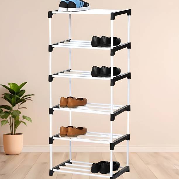 Shine Traders 6 LAYER PLASTIC BLACK Plastic Collapsible Shoe Stand