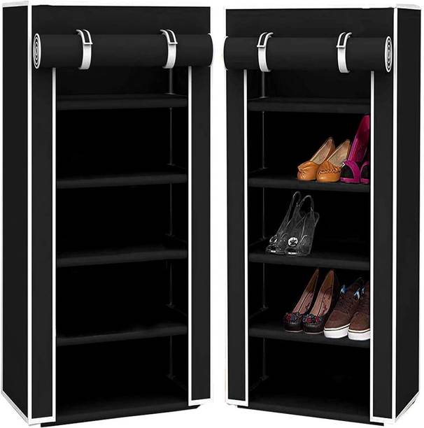 QURACK Portable Storage Free Standing Shoe Organizer with Non-Woven Fabric Cover Plastic Shoe Stand