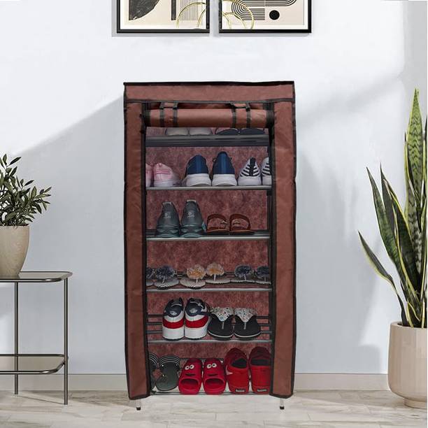 GlowSilk 9 Tier Collapsible Metal Shoe Rack Carbon Steel Collapsible Wardrobe