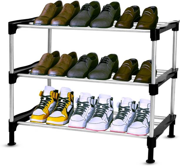 LEOPAX 3-Tier Adjustable Shoe Storage Organizer Heavy Duty Iron Freestanding Shoe Stand Metal Shoe Stand