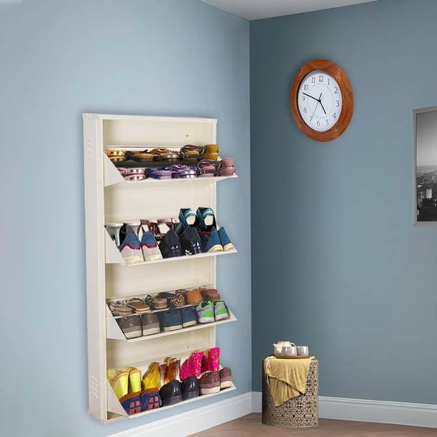 Delite Kom 24 Inch Wide, 8 Shelf | Double Decker | Store 24 Shoe/40 Slipper | Wall Mount Metal Shoe Rack