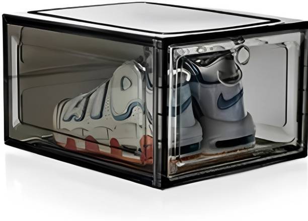 KriShyam ® Drop Front Shoe Box with Clear Door,6 pack Plastic Shoe Boxes Stackable Plastic Shoe Stand