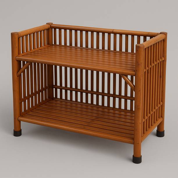 AFCane Craft 2-Tier Sturdy & Space-Saving Book Shelf for Living Room, Study Room, Office Cane Open Book Shelf