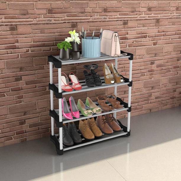 hph craftt Industrial-Chic 4-Tier Freestanding Shoe Rack - Heavy Duty for Garage & Loft Plastic Shoe Rack