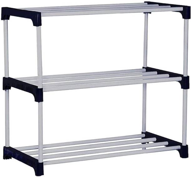 LOTSPEK LOTSPEK 3 Layer Shoe Rack | Shoe Rack | Plastic Shoe Rack, Black Plastic Collapsible Shoe Stand