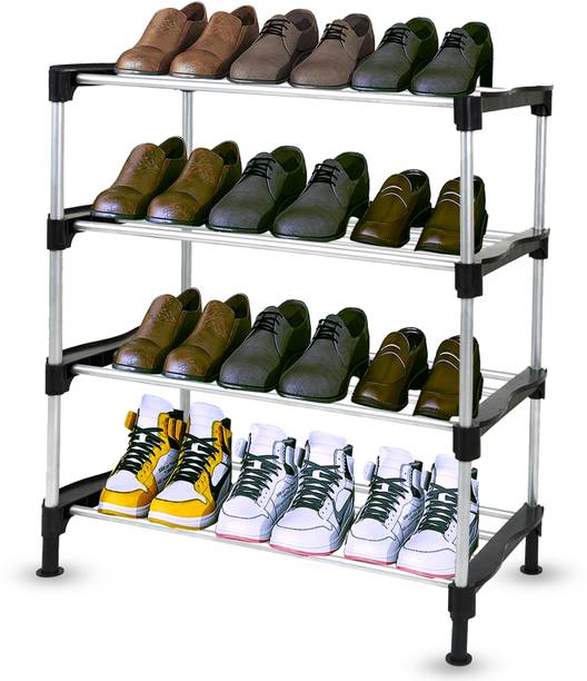 LEOPAX 4-Tier Adjustable Shoe Storage Organizer Heavy Duty Iron Freestanding Shoe Stand Metal Shoe Stand