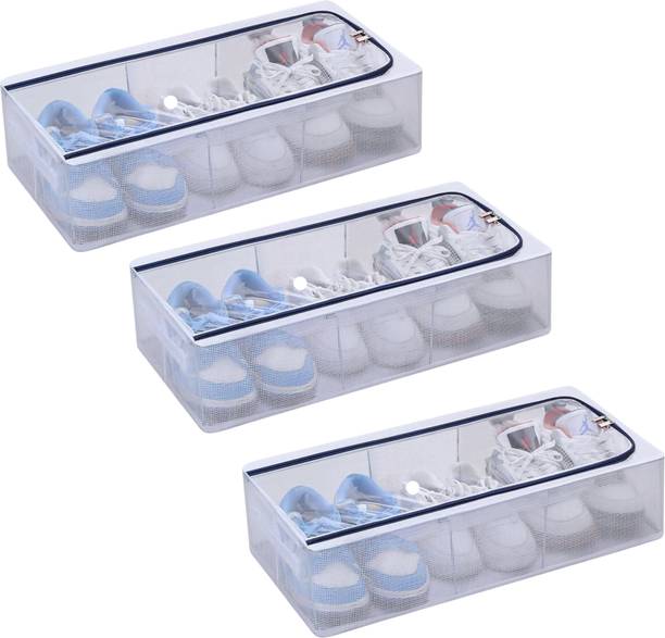 FASHIONYAPAA Foldable, space-saving, transparent cover, zip closure, breathable design Plastic Shoe Stand