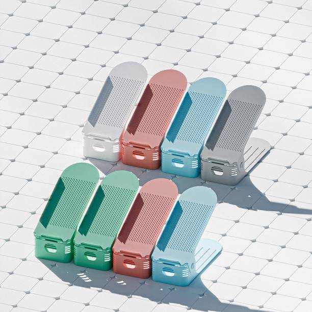 ZHENAURA Shoe Slots Organizer Space Saver, Double Layer Shoe Rack Plastic Shoe Stand