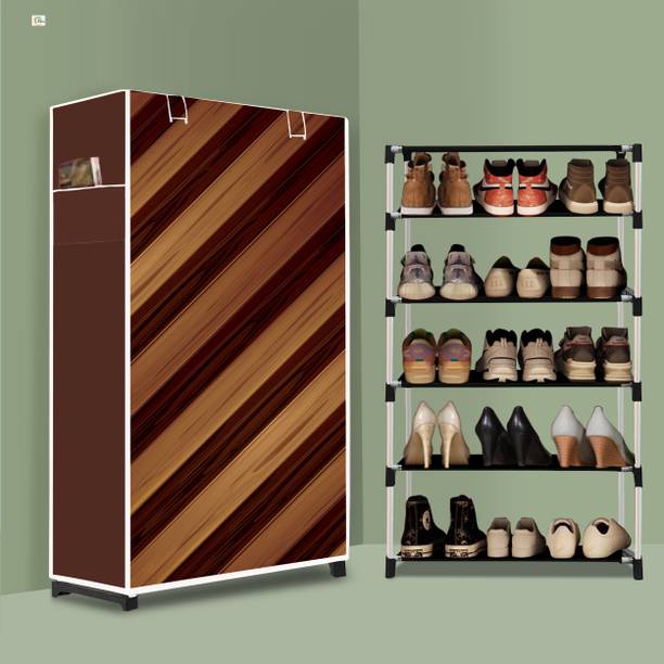 MEZIRE 5 Tier Foldable Shoe Rack – Space Saver, Universal for Entry, Bedroom & Balcony Plastic Collapsible Shoe Stand
