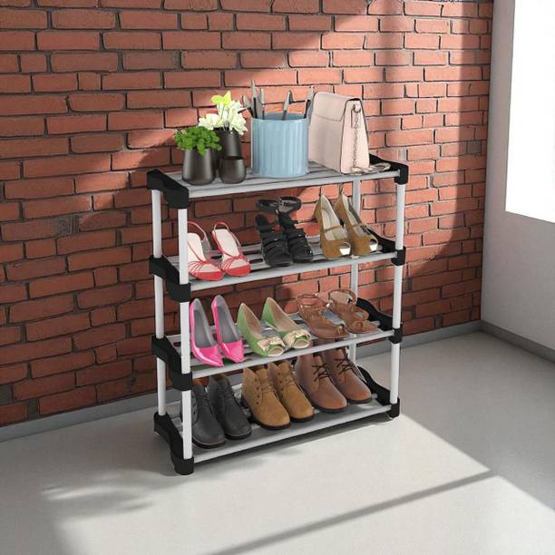 hph craftt 4-Tier Freestanding Plastic Shoe Rack for Garage & Mudroom Plastic Shoe Rack