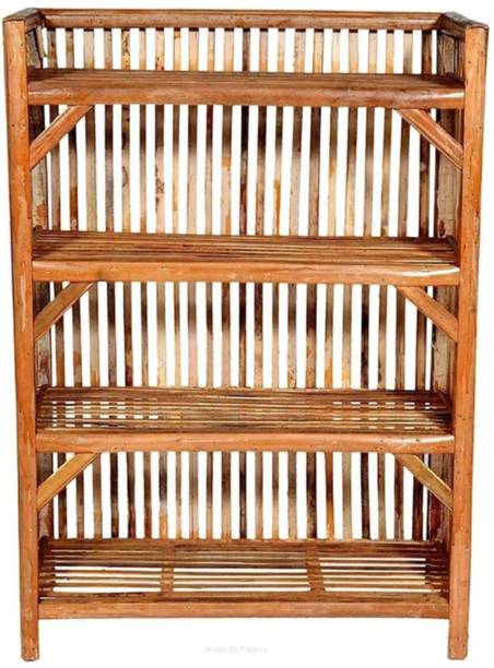 Areeb Ali Traders 4 Tier Multipurpose Storage Rack for Kitchen Bathroom Home Organiser Shelf Bamboo Collapsible Shoe Stand