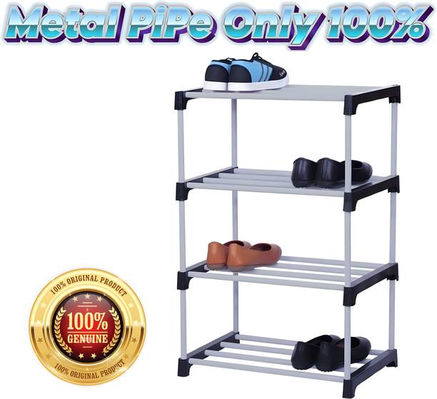 Plexus enterprises Black 4 Shoe Rack Metal Metal Shoe Stand