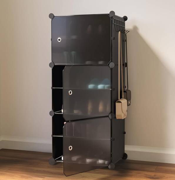 Sasimo 5-Shelf-5-Door Plastic Cubort Shoe Rack Plastic Collapsible Shoe Stand