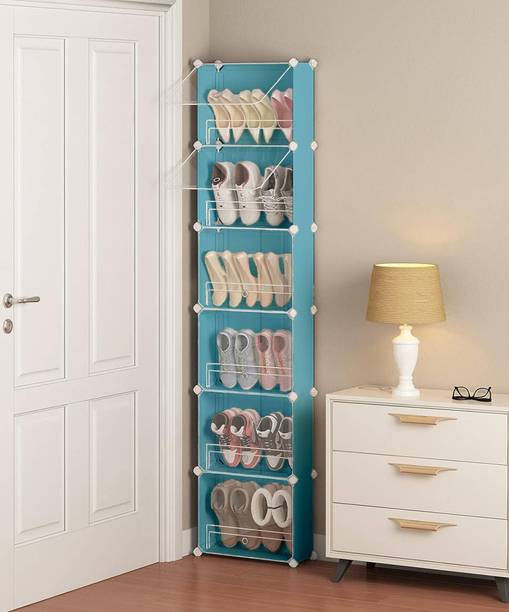 KROOH Shoe Stand DIY Plastic Shoe Portable Storage Organizer 6 Cube Stand Home/Office Metal, Plastic Collapsible Shoe Stand