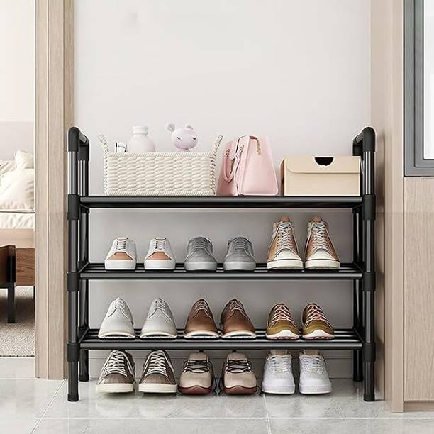 Wolpin 3 Shelves Shoe Stand Rack Shelve Storage Rack Metal Shoe Stand