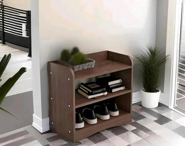 Dua Handicrafts Wooden Organizer Stand Space Saving Storage Rack 2 Tier Shelf Furniture Engineered Wood Shoe Rack