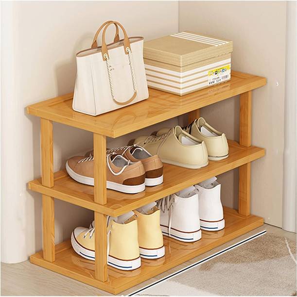 AshandRoh Bamboo Shoe Rack-Vertical Rack for Small Spaces,Tall Narrow Shoe Organizer Bamboo Shoe Stand