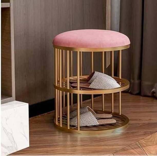 Giftoshopee Shoe Rack and Bench with Padded Seat, Metal Shoe Rack