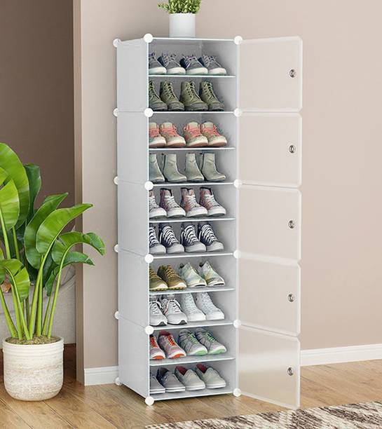 Sasimo 5 Door 10 Shelf Plastic Metal Plastic Collapsible Shoe Stand