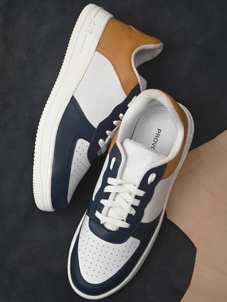 Provogue Men's Blue Faux Leather Casual Lace up Sneakers Sneakers For Men