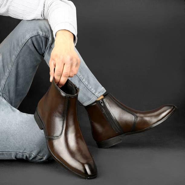 Pure Genuine Leather Chelsea Boots for Men | Classic Slip-On Ankle Boots Boots For Men