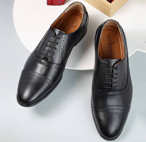 Men's Obsidian Black Italian Leather Formal Shoes Oxford Design Lace-Up Corporate Casuals For Men