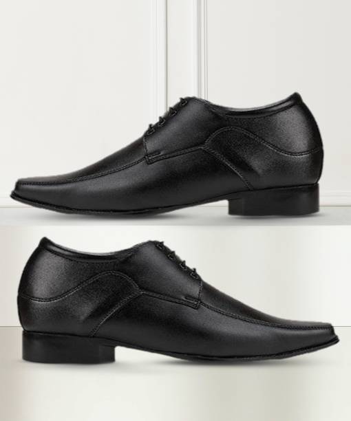 Bersache Men's Hidden Height Increasing 3" Elevator Formal Shoes For Men (Black) Lace Up For Men