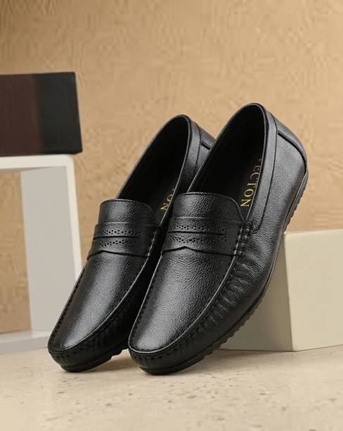 Men's Leather Penny Loafers | Slip-On Casual Shoes for Men with Brogue Detail Loafers For Men