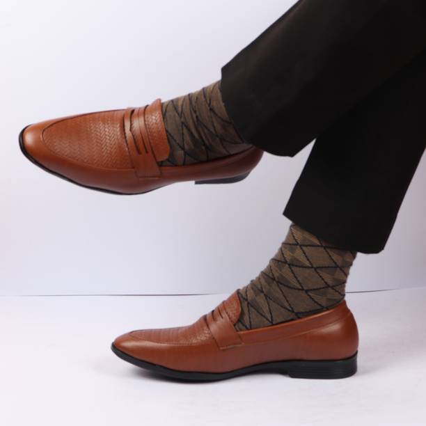 Textured Print All Day Comfort Formal Party Penny Loafer Shoes Slip On For Men