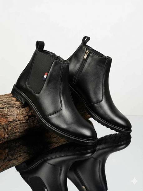 Synthetic Leather Walking Outdoor Slip On zip chalsea Boots Boots For Men