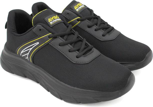 AYGO Mesh Cricekt Shoes For Men (Black) Cricket Shoes For Me...