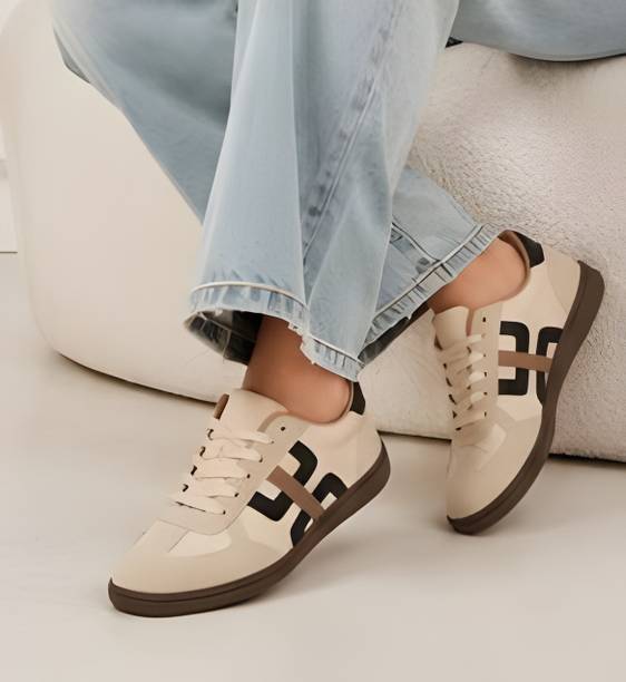 Stylish Cream Casual Sneakers For Women