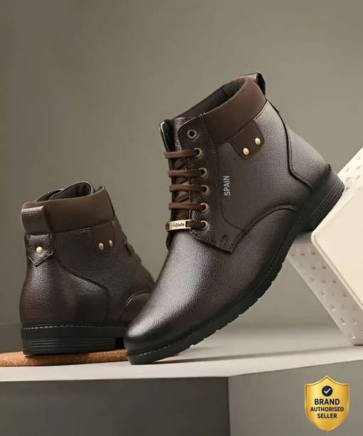 BTRIX DELIGHT Casual Boots For Men ll Synthetic Leather Boots Boots For Men