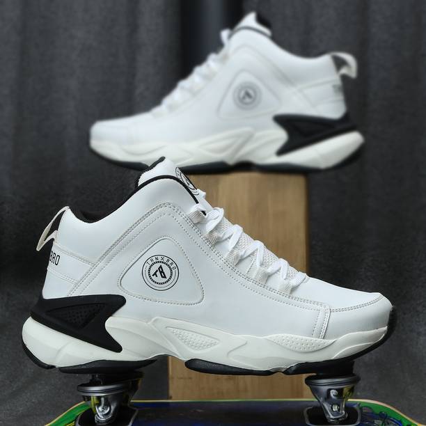THNXBRO Men's Casual Mid-Top AIR Comfort Style White BasketBall Shoes Outdoors For Men