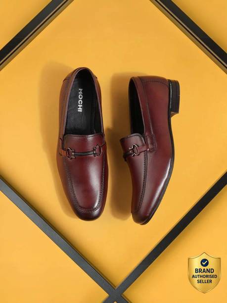 MOCHI Men's Maroon Slip On closure Formal - Slip On with Low Heel Slip On For Men Maroon , 8