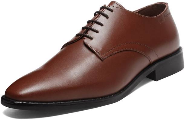 Men's American Tan Italian Leather Derby Shoes for Men (Czech) 9-UK Derby For Men