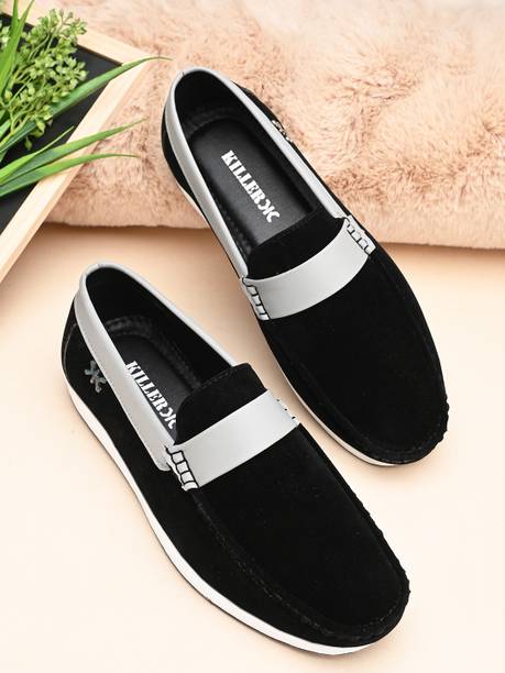 KILLER Killer Men Black Faux Leather Casual Slip On Loafers Lo...