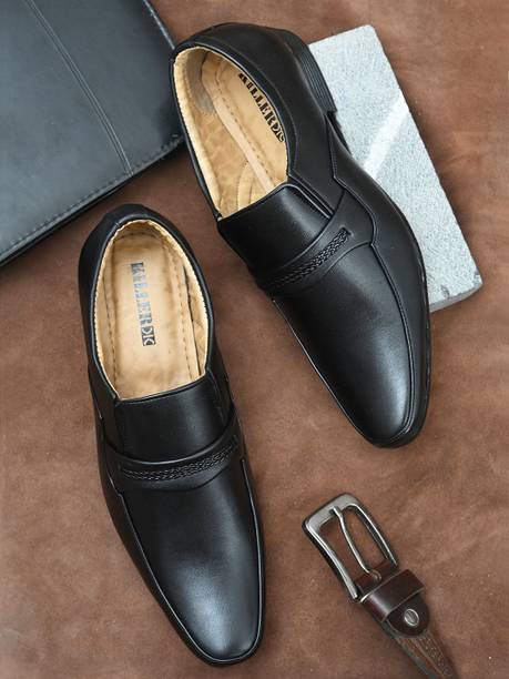 Killer Men's Black Faux Leather Formal Slip On Loafers Slip On For Men