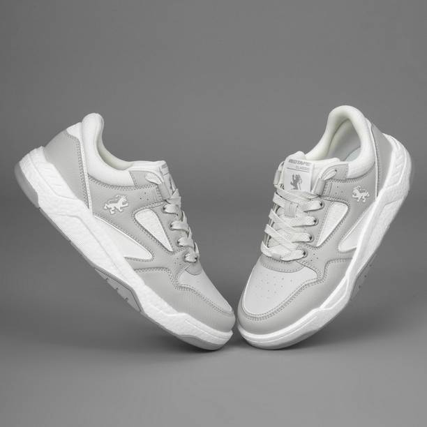 Men Grey & White Chunky Sneakers | Lace-Up Casual Shoes for Daily Wear Casuals For Men