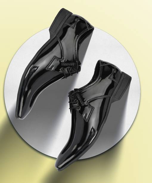 Provogue Men's Black Faux Leather Designer Formal Shoes Lace Up For Men