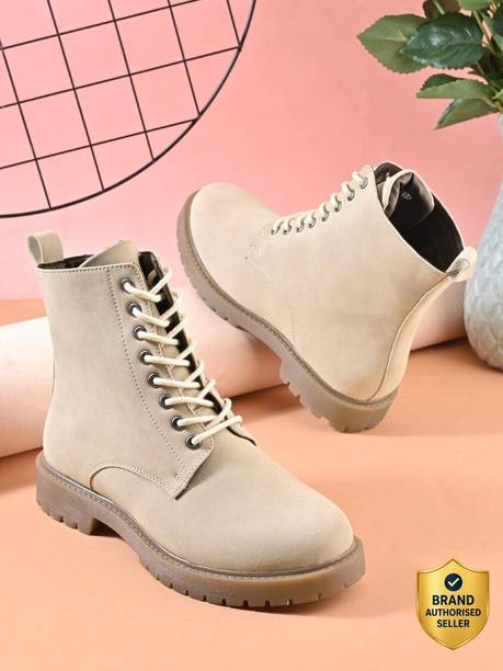 Lifestyle Round Toe Lace-Ups Biker Boots Boots For Women