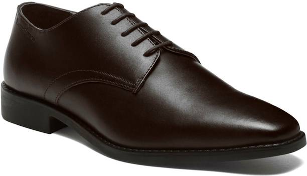 Men's Brunette Brown Italian Leather Derby Shoes for Men (Czech) 6-UK Derby For Men