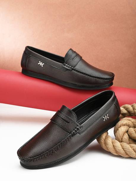 KILLER Killer Men Brown Faux Leather Formal Slip On Loafers Sl...