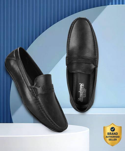 Paragon Men's Black Formal Loafer Shoes | Cushioned Sole & Sturdy Construction Loafers For Men