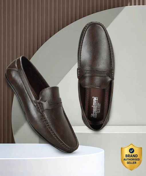 Paragon Men's Brown Formal Loafer Shoes | Cushioned Sole & Sturdy Construction Loafers For Men