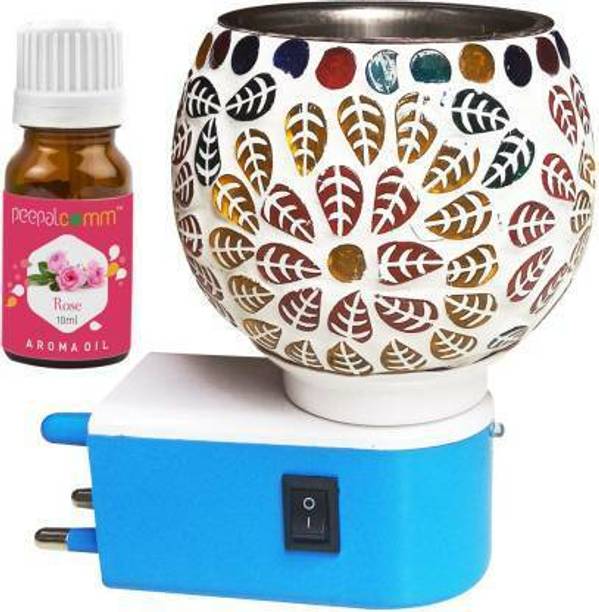 PeepalComm Multipurpose Ceramic Direct Plugin Electric Incense BurnerCum Lamp With 1 Oil, Diffuser Set, Aroma Oil Aroma-Fragrance Electric Diffuser or Kapurdani with Night Lamp