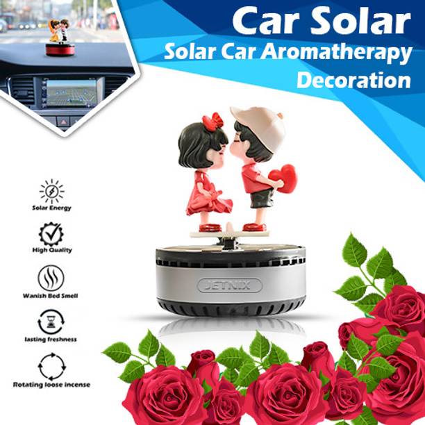 Jetnix Solar Powered Couple Rotating With Heart Perfume Car Air Freshener Aroma Oil Solar Powered Couple Rotating DUAL colour Perfume Car Air Freshener JET_002
