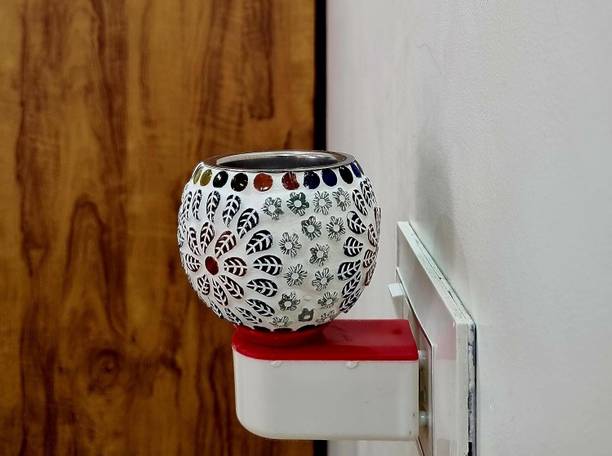 PeepalComm Electric Kapoor Dani Lamp with Switch to Toggle Between Burner and Lamp With_1 Aroma Oil, Diffuser Electric Kapoor Dani Oil Burner Lamp with Switch to Toggle Between Burner and Lamp With 1 High Scented Oil Of 10 Ml ( Color Pattern Design may Assorted Shipped As Per Availablity) B1