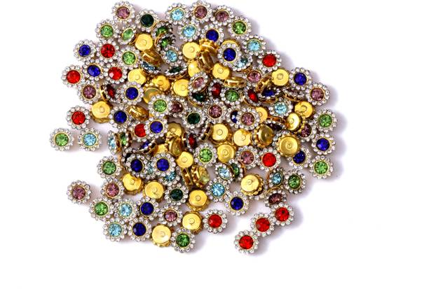 नवजही Zarkan Rhinestone Kundan Pastable Beads For Embroidery Work/Size 10mm 20Pcs